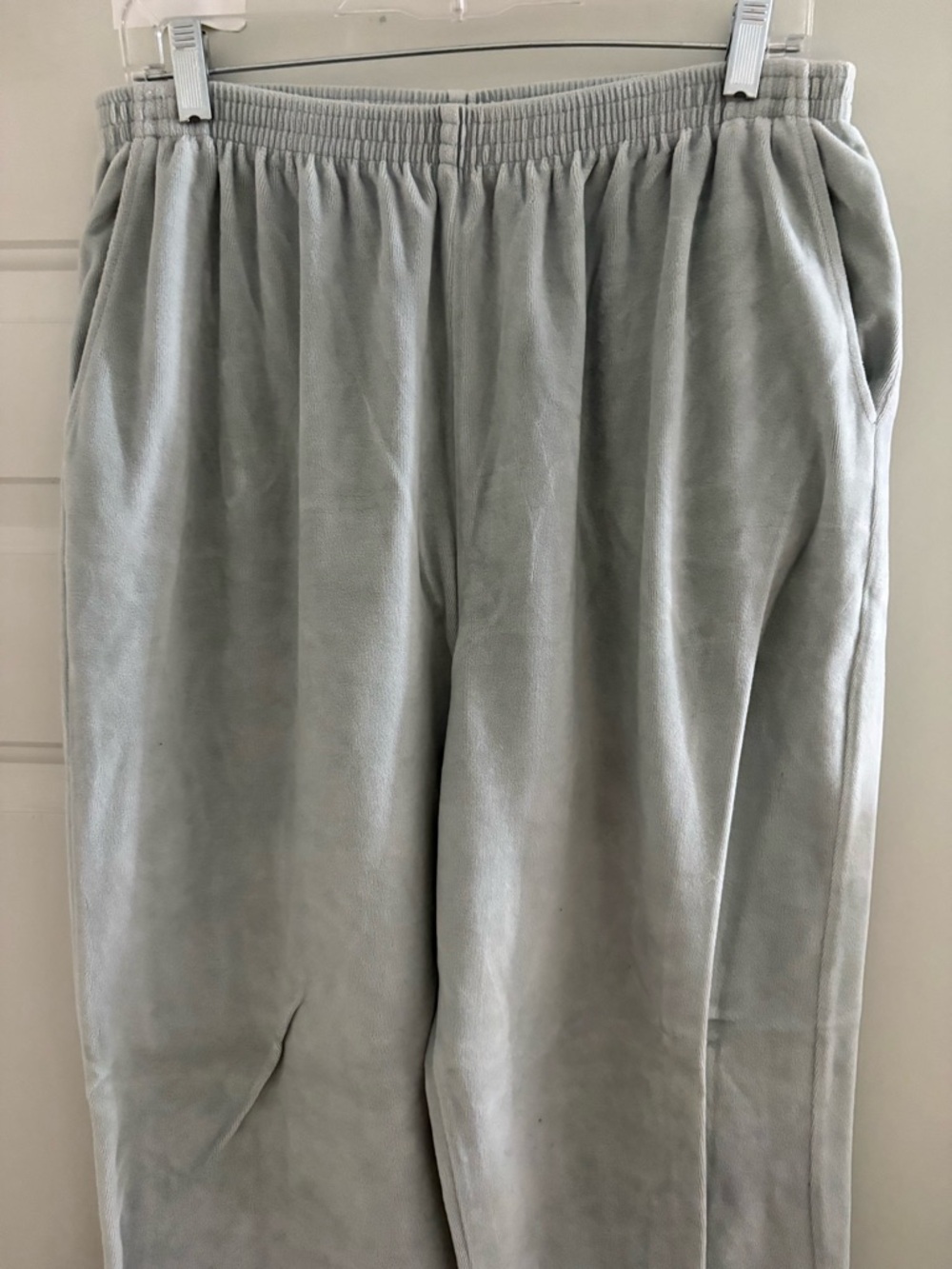 Alfred Dunner Light Gray Velour Elastic-Waist Pants